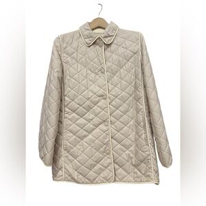 Vintage Talbots Cream Quilted Jacket Women’s Medium Snap Front Preppy Coat